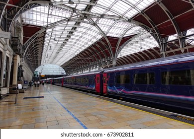 LONDON, ENGLAND/UK-JUNE 29, 2017: The trains at Paddington Station in London take passengers to other cities as well as the airport.