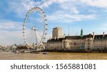 London eye, large Ferris wheel in a beautiful summer day, London, England, United Kingdom