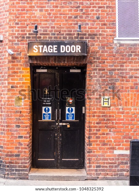 London\
February 2018.  A view of the stage door of the Cambridge theatre\
on Shelton Street, in Covent Garden ,\
London.