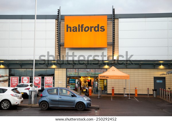 LONDON - FEBRUARY 5TH: The\
exterior of Halfords on February the 5th, 2015, in London, England,\
UK. Halfords are the leading retailer for leisure and car\
products