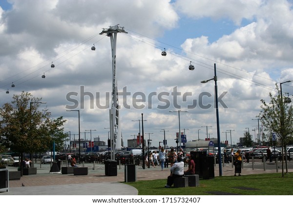 London\
- Greenwich - United Kingdom - August 21, 2015. Emirates air line\
at London Greenwich. The cable car that links the Greenwich\
Peninsula to Royal Docks across the river\
Thames.