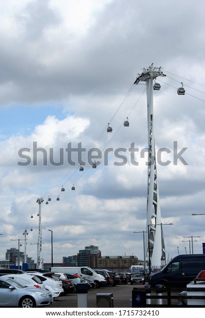 London
- Greenwich - United Kingdom - August 21, 2015. Emirates air line
at London Greenwich. The cable car that links the Greenwich
Peninsula to Royal Docks across the river
Thames.
