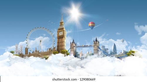 London Heaven - Photographic Composition Of Famous Landmarks Of London, UK