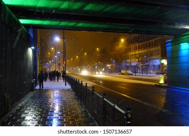 London, Holloway Road Night Snow Fall