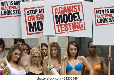 London Jan 23 Lucy Pinder, Kayleigh Pearson At MTV  Against Model Testing PR Stunt