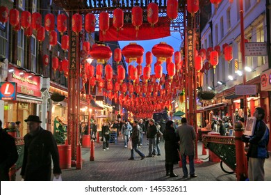 LONDON - JANUARY 20: China Town Is Decorated By Chinese Lanterns During Chinese New Year In London, UK On January 20, 2009. London ChinaTown Was Established In 1880th Of Chinese Sailors And Traders