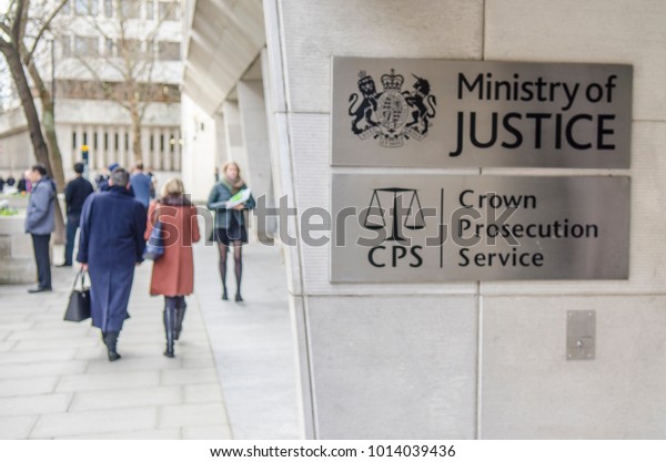 LONDON-\
JANUARY, 2018: Ministry of Justice & Crown Prosecution Service\
government office building, Westminster.\

