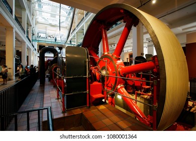 LONDON - JULY 14: Inside View Of Science Museum, Mill Engine Present, In South Kensington, Founded In 1857, Serve About 3 Million Visitors Annually, On July 14, 2017, London, UK.