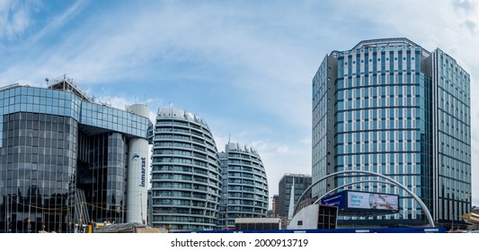 London- July 2021: East London Tech City, Aka Silicon Roundabout. A Cluster Of Office Buildings By Old Street Station Known As The Location Of Many Start Up Companies In Emerging Technology Sector