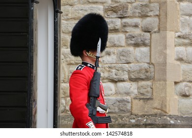 London - June 1, 2013: Sentry Of The Grenadier Guards At The Tower Of London