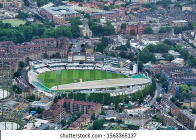 LONDON - JUNE 2015: Aerial View Of London Skyline With The Oval Stadium.