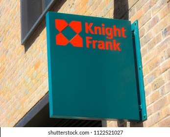 LONDON- JUNE, 2018: Knight Frank Signage And Logo On High Street Estate Agency Branch On Sloane Avenue, Kensington