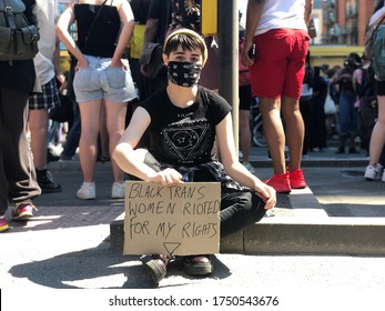 London - June 6 2020
An Unidentified Woman Stands For Black Trans Women Rights At The George Floyd Protest