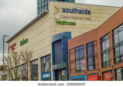 LONDON- MARCH, 2018: Exterior Of Southside Shopping Centre On Wandsworth High Street In South West London