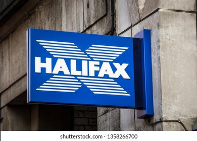 LONDON- MARCH, 2019: Halifax Logo On Fleet Street Branch Exterior- A British High Street Bank