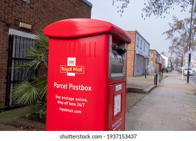 London- March, 2021: Royal Mail Parcel Box On Street In West London