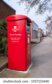 London- March, 2021: Royal Mail Parcel Box On Street In West London