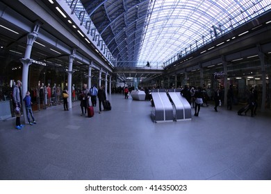 London - May 02, 2016: Eurostar trains terminate at St Pancras International, London. - Shutterstock ID 414350023