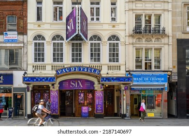 LONDON - May 18, 2022: Front of Vaudeville Theatre hosting Six, The Musical in London