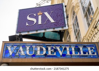 LONDON - May 18, 2022: Signs Above Entrance To Vaudeville Theatre, London