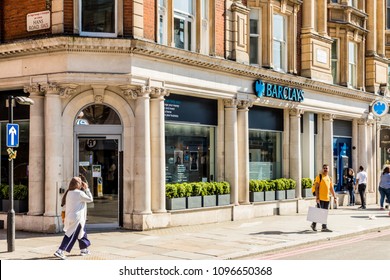 London. May 2018. A View Of The Barclays Bank , On Brompton Road, In Knightsbridge, London.