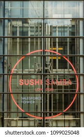 London. May 2018. A View Of Sushi Samba , In The City Of London.