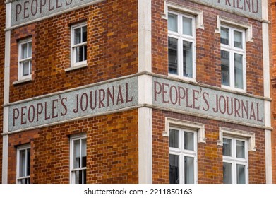 LONDON - May 21, 2022: Close Up Of The Dundee Evening Telegraph Building On Fleet Street