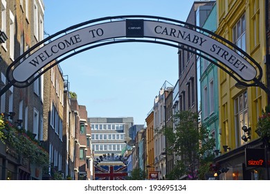 LONDON - May 3: Carnaby Street Sign In London, UK On May 3, 2014. It Is An Iconic Street Associated With Swinging London Of The 1960s.