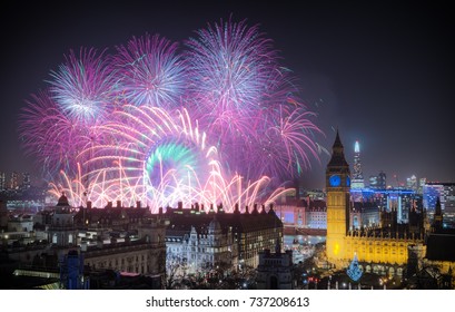 The London New Year Fireworks Celebrations. 