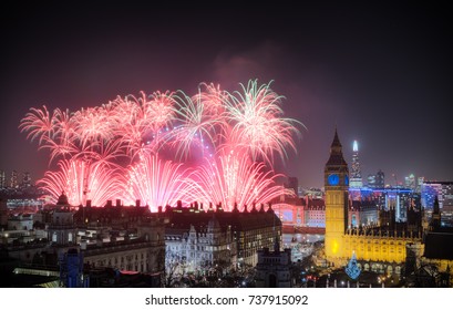 The London New Year Fireworks Celebrations. 