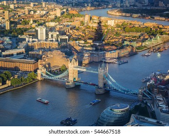 London Night Skyline Aerial View