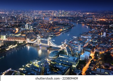 London at night with urban architectures and Tower Bridge - Shutterstock ID 223809409
