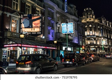 LONDON - NOVEMBER 09, 2017: Theatre At Night At Piccadilly In West End London 