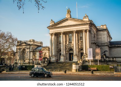 LONDON- NOVEMBER, 2018: Exterior Of The Tate Britain Museum, A Popular Museum Housing Works From British Artists. 