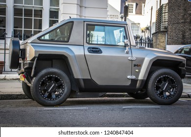 LONDON- NOVEMBER, 2018: A MEV Hummer HX Electric Car Parked In Knightsbridge, London