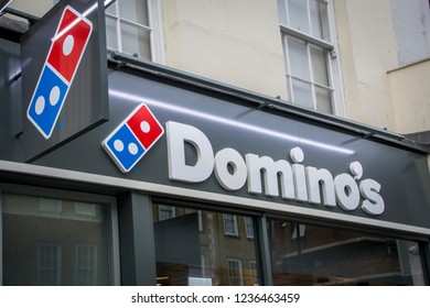 LONDON- NOVEMBER, 2018: Domino’s Pizza Store Exterior. A Large British Pizza Delivery Company.