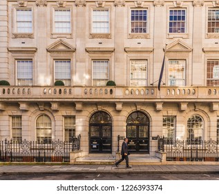 London. November 2018. A view of the affluent street, Grosvenor Street in Mayfair in London