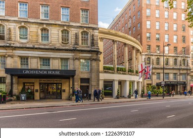 London. November 2018. A View Of The Grosvenor Hotel In Mayfair In London