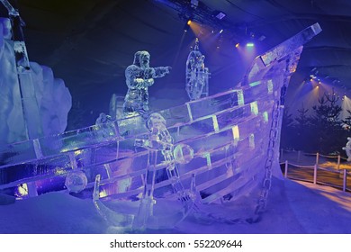 London - November 21, 2016: Magical Ice Kingdom in Winter Wonderland. An amusement park in Hyde Park which is held every Christmas