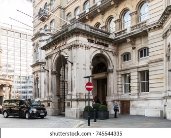 London, October 2017. An Exterior View Of The Langham Hotel, On Portland Place.