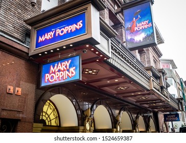 LONDON- OCTOBER, 2019: Mary Poppins musical at the Prince Edward Theatre in London's West End. 