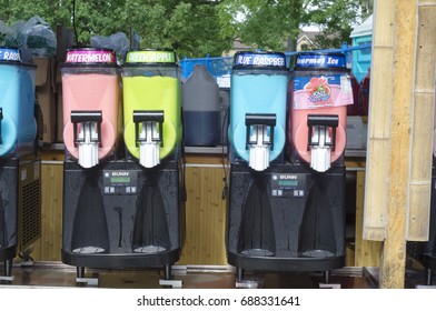 London Ontario, Canada - July 16, 2016: Selling Street Food Truck Of Jolly Rancher Slush In Different Flavors At The Stand For The Country Festival As Editorial