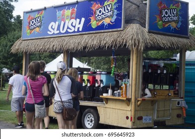 London Ontario, Canada - July 16, 2016: Selling Street Food Truck Of Jolly Rancher Slush In Different Flavors At The Stand For The Country Festival As Editorial