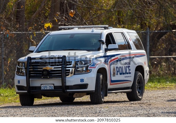 London, Ontario  Canada - November 10 2021:  A\
City of London Police Cruiser, SUV parked outdoors in London,\
Ontario, Canada.
