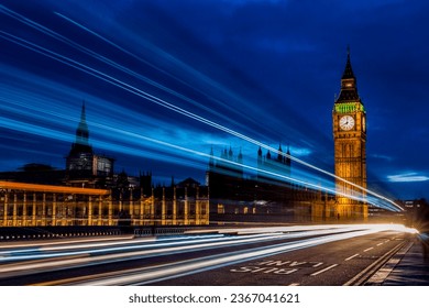 london parliament long exposure blue hour - Shutterstock ID 2367041621
