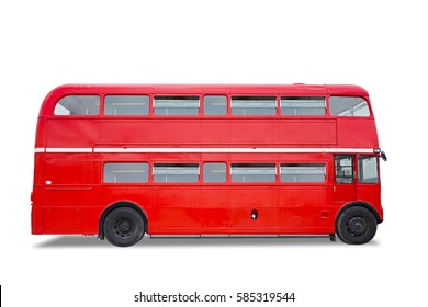 London red bus double-decker isolated on white Background. This has clipping path.  