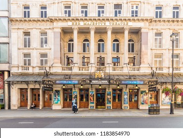 London. September 2018. A View Of Her Majestys Theatre In London