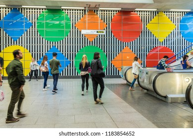 London. September 2018. A View Of Tottenham Court Road Tube Station In London