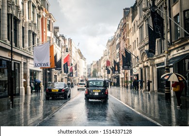 LONDON- SEPTEMBER, 2019:  Bond Street shopping area in Mayfair, famous for its high end designer and luxury shops