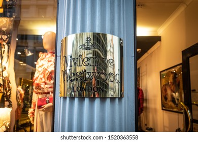 LONDON- SEPTEMBER, 2019: Vivian Westwood store off Regent Street. An iconic British fashion designer